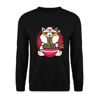 Nouilles japonaises Ramen Cadeau Kawaii Chat - Sweat-shirt Unisexe - noir - Devant - Alina (178cm) & Michal (187cm)