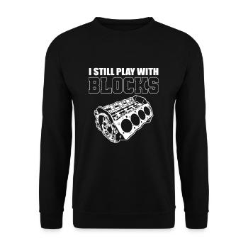 I Still Play with Blocks Car Mechanic Engine - Unisex Sweatshirt - black - Front - Alina (178cm) & Michal (187cm)