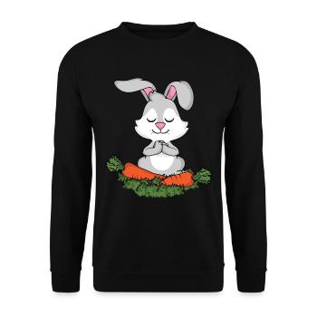 Kaninchen Meditieren Geschenk Frauen Hase Yoga - Unisex Pullover - Schwarz - Vorne - Alina (178cm) & Michal (187cm)