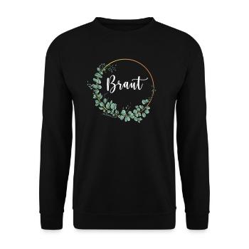 Braut I Blumenkranz Hochzeit Boho Stil Eukalyptus - Unisex Pullover - Schwarz - Vorne - Alina (178cm) & Michal (187cm)