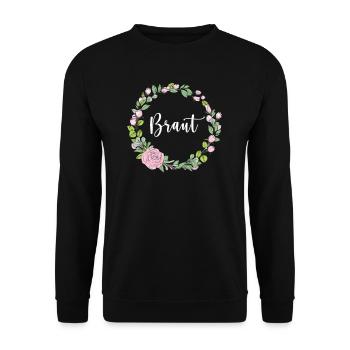 Braut I Blumenkranz Hochzeit Boho Stil Eukalyptus - Unisex Pullover - Schwarz - Vorne - Alina (178cm) & Michal (187cm)