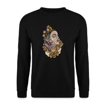 Egyptian Scarab I Dung Beetle Lucky Charm - Unisex Sweatshirt - black - Front - Alina (178cm) & Michal (187cm)