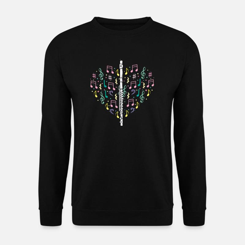 Querflöte I Musikinstrument Orchester Motiv für - Unisex Pullover - Schwarz