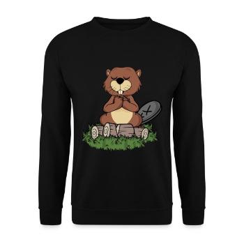 Beaver Gift Men Rodent Yoga Meditating - Unisex Sweatshirt - black - Front - Alina (178cm) & Michal (187cm)