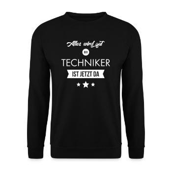 Staatlich geprüfter Techniker I Abschlussprüfung - Unisex Pullover - Schwarz - Vorne - Alina (178cm) & Michal (187cm)