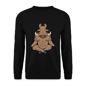 Warthog Gift Men Yoga Meditation - Unisex Sweatshirt - black - Front - Alina (178cm) & Michal (187cm)