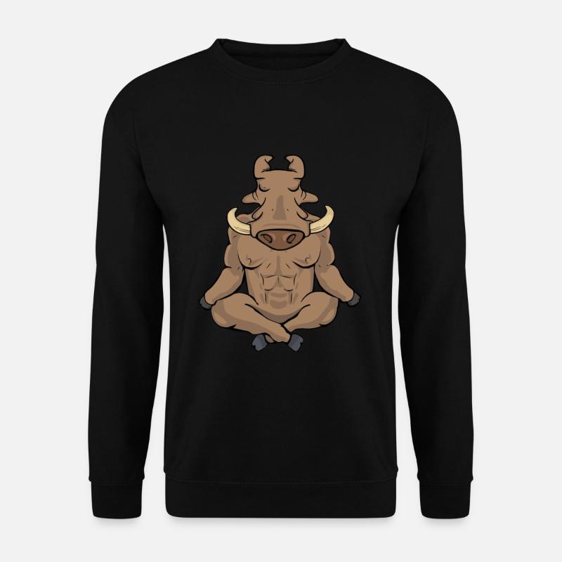 Warzenschwein Geschenk Männer Yoga Meditation - Unisex Pullover - Schwarz