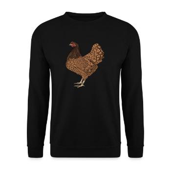 Barnevelder Huhn I Chicken Geflügel Motiv für - Unisex Pullover - Schwarz - Vorne - Alina (178cm) & Michal (187cm)