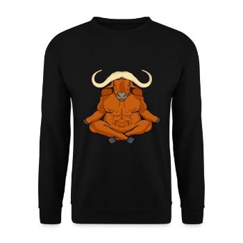 Musk Ox Meditate Yoga Gift Ox - Unisex Sweatshirt - black - Front - Alina (178cm) & Michal (187cm)