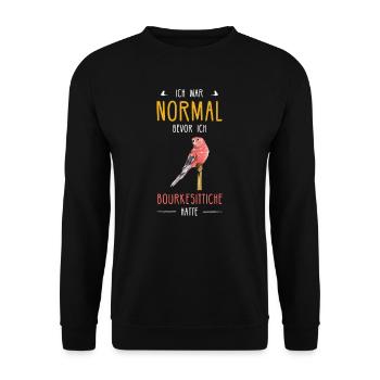 Bourkesittich I Rosenbauchsittich Motiv für Vogel - Unisex Pullover - Schwarz - Vorne - Alina (178cm) & Michal (187cm)