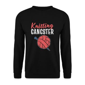 Knitting Gangster Funny Gangster Quotes Knitting - Unisex Sweatshirt - black - Front - Alina (178cm) & Michal (187cm)