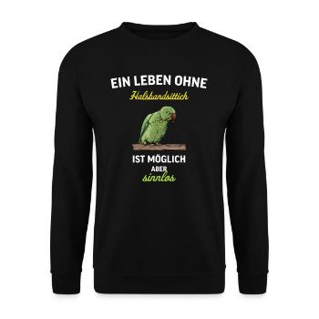 Halsbandsittich I Alexandersittich Motiv für - Unisex Pullover - Schwarz - Vorne - Alina (178cm) & Michal (187cm)