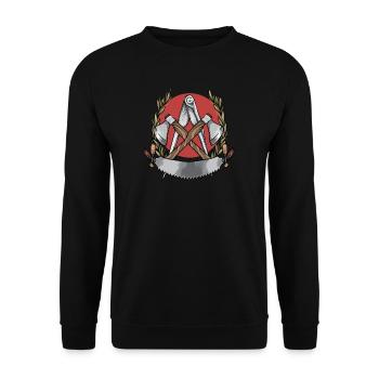 Zimmermann I Zunft Wappen Wanderschaft Motiv für - Unisex Pullover - Schwarz - Vorne - Alina (178cm) & Michal (187cm)