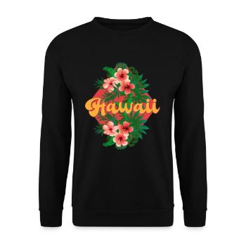 Hawaii Flowers Hibiscus Island Vacation Ocean - Unisex Sweatshirt - black - Front - Alina (178cm) & Michal (187cm)