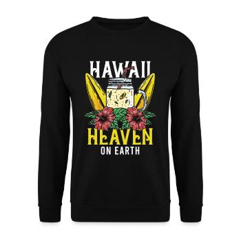 Heaven Hawaii On Earth Island Hibiscus Vacation - Unisex Sweatshirt - black - Front - Alina (178cm) & Michal (187cm)