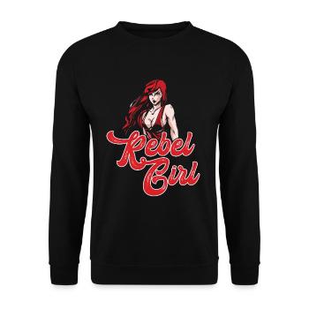 Rebel Ginger Girl Redhead Red Haired Irish - Unisex Sweatshirt - black - Front - Alina (178cm) & Michal (187cm)