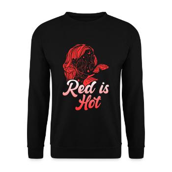 Red Is Hot Ginger Girl Redhead Red Orange Haired - Unisex Sweatshirt - black - Front - Alina (178cm) & Michal (187cm)
