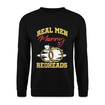 Real Men Marry Redheads Groom Bride Ginger Wife - Unisex Sweatshirt - black - Front - Alina (178cm) & Michal (187cm)
