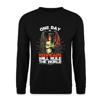 Gingers Will Rule World Redhead Angel Evil Irish - Unisex Sweatshirt - black - Front - Alina (178cm) & Michal (187cm)