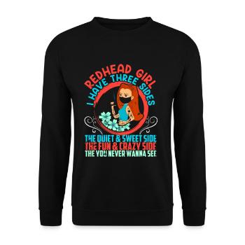Three Sides Of Redhead Girl Ginger Red Hair - Unisex Sweatshirt - black - Front - Alina (178cm) & Michal (187cm)