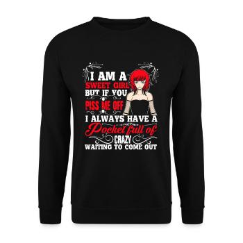 Sweet Redhead Girl Ginger Red Hair Irish - Unisex Sweatshirt - black - Front - Alina (178cm) & Michal (187cm)