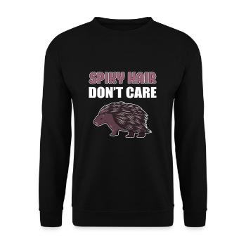 Spiky Hair Don't Care Porcupine Exotic Animal - Unisex Pullover - Schwarz - Vorne - Alina (178cm) & Michal (187cm)
