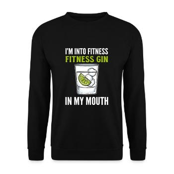 I`m Into Fitness. Fitness Gin In My Mouth Gin - Unisex Pullover - Schwarz - Vorne - Alina (178cm) & Michal (187cm)