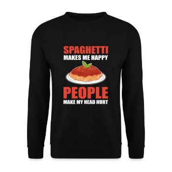 Spaghetti Make Me Happy People Make My Head Hurt - Unisex Sweatshirt - black - Front - Alina (178cm) & Michal (187cm)