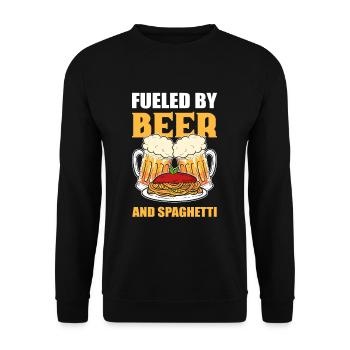 Fueled By Beer and Spaghetti - Unisex Sweatshirt - black - Front - Alina (178cm) & Michal (187cm)