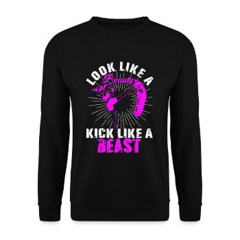 Beauty Kickboxing Beast Kickboxer Girl Fighter - Unisex Sweatshirt - black - Front - Alina (178cm) & Michal (187cm)