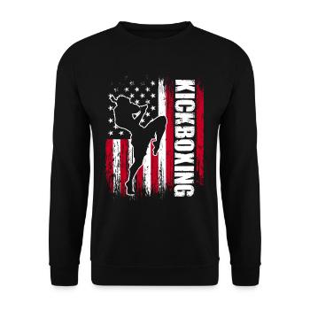 US American Flag Kickboxing Fighter Kickboxer - Unisex Sweatshirt - black - Front - Alina (178cm) & Michal (187cm)