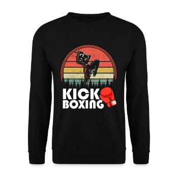 Retro Kickboxer Vintage Kickboxing Fighter MMA - Unisex Sweatshirt - black - Front - Alina (178cm) & Michal (187cm)