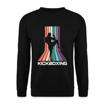 Vintage Kickboxer Retro Kickboxing Fighter MMA - Unisex Sweatshirt - black - Front - Alina (178cm) & Michal (187cm)