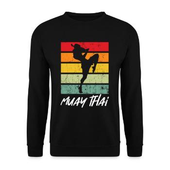 Retro Muay Thai MMA Martial Arts Thailand Boxing - Unisex Sweatshirt - black - Front - Alina (178cm) & Michal (187cm)