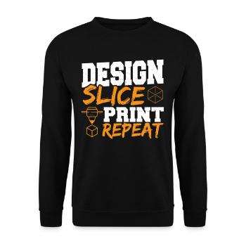 Desing Slice Print Repeat 3D Printing Slicing - Unisex Sweatshirt - black - Front - Alina (178cm) & Michal (187cm)