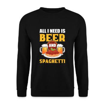 All I Need Is Beer and Spaghetti Pasta - Unisex Sweatshirt - black - Front - Alina (178cm) & Michal (187cm)