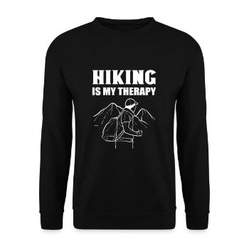 Hiking Is My Therapy Hiker Climbing - Unisex Sweatshirt - black - Front - Alina (178cm) & Michal (187cm)