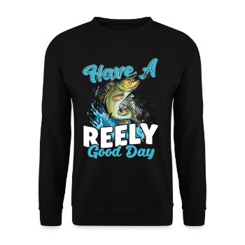 Have a Reely Good Day Fishing Fisherman - Unisex Pullover - Schwarz - Vorne - Alina (178cm) & Michal (187cm)
