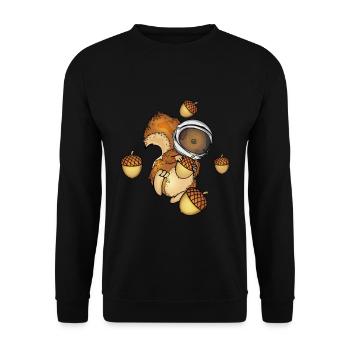 Eichhörnchen Astronaut Geschenk Kinder Weltraum - Unisex Pullover - Schwarz - Vorne - Alina (178cm) & Michal (187cm)