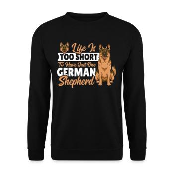 La vie est trop courte pour n’avoir qu’un seul berger allemand - Sweat-shirt Unisexe - noir - Devant - Alina (178cm) & Michal (187cm)