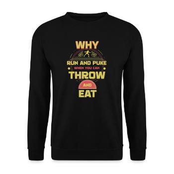 Shot Put I Athletics Discus Thrower Motif - Unisex Sweatshirt - black - Front - Alina (178cm) & Michal (187cm)
