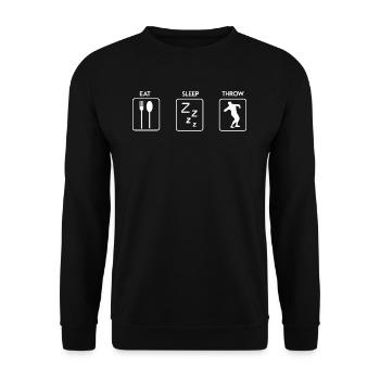 Shot Put I Athletics Discus Thrower Motif - Unisex Sweatshirt - black - Front - Alina (178cm) & Michal (187cm)
