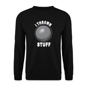 Shot Put I Athletics Discus Thrower Motif - Unisex Sweatshirt - black - Front - Alina (178cm) & Michal (187cm)