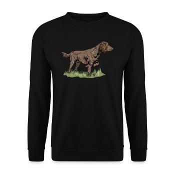 Jäger Jagd Drückjagd Deutsch Langhaar Geschenk - Unisex Pullover - Schwarz - Vorne - Alina (178cm) & Michal (187cm)