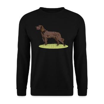 Jäger Jagd Drückjagd Deutsch Langhaar Geschenk - Unisex Pullover - Schwarz - Vorne - Alina (178cm) & Michal (187cm)