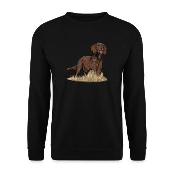 Jäger Jagd Drückjagd Deutsch Langhaar Geschenk - Unisex Pullover - Schwarz - Vorne - Alina (178cm) & Michal (187cm)