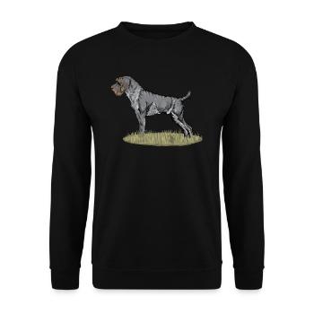 Deutsch Drahthaar I Jagdhund Vorstehhund Geschenk - Unisex Pullover - Schwarz - Vorne - Alina (178cm) & Michal (187cm)