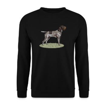 Deutsch Drahthaar I Jagdhund Vorstehhund Geschenk - Unisex Pullover - Schwarz - Vorne - Alina (178cm) & Michal (187cm)