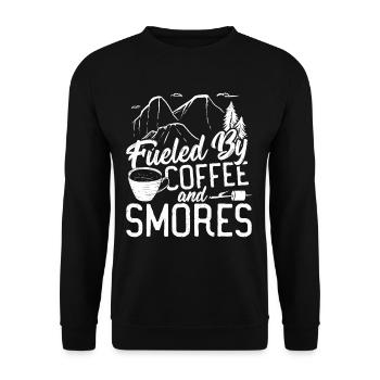 Fueled By Coffee and 'Smores Camping Fire Camper - Unisex Sweatshirt - black - Front - Alina (178cm) & Michal (187cm)