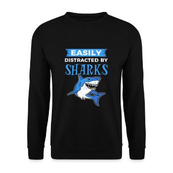 Facilement distrait par les requins poissons requins - Sweat-shirt Unisexe - noir - Devant - Alina (178cm) & Michal (187cm)
